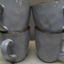 famiware Coffee Mugs Set of 4, Ocean Round 11.5oz Coffee Cup Set with Handle for Cocoa, Milk, Hot Chocolate, Tea or Water, Stoneware Cups for Kitchen, Reactive Glaze, Microwave Dishwasher Safe, Blue