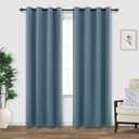 Dusty Blue Curtains for Living Room 2 Panels Set 84 Inch Length Blackout Window Coverings Treamtents Grommet Thermal Darkening Light Blocking Curtain Drapes for Bedroom,Stone Grey Blue,7FT/Feet Long