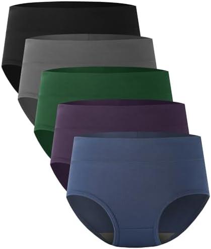 BAMBOO COOL Women's Underwear High Waisted Briefs Full Coverage Soft and Breathable Panties, 5-Pack Size XXL