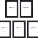 Amazon Basics Rectangular Photo Picture Frame, 5" x 7", Pack of 5, 8.31 x 6.30 inches, Black