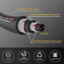 Wiseflow Garden Hose 100FT x 3/4", Heavy Duty Rubber Hose, Water Hose with Five Layered Braiding, Male Female Fittings, 1200PSI Burst, 300PSI Working for Yard, Car Wash, Pets (Black)