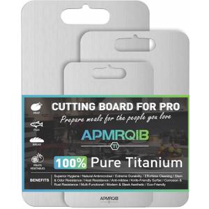Titanium Cutting Board Set of 3,100% Pure Titanium Cutting Boards for Kitchen, Double Sided Non Toxic Cutting Board, Ideal Charcuterie & Chopping for Meat, Hygiene Durable Dishwashr3 Pack) (Silver)