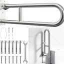 Toilet Grab Bar, Bathroom Safety Handrail Wall Mounted, 304 Stainless Steel Flip Up Folding Support Rail for Elderly Seniors and Handicap Assistance (30 Inch)