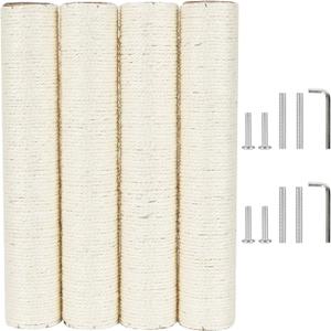 ECCIBOUN 4 PCS 7.4cm 2.91in Diameter Cat Scratching Post Replacement Sisal Pole (40cm/15.75in, M8)