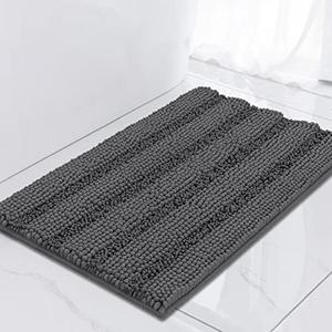 Turquoize Bathroom Rugs and Mats 1-Piece Bath Mat Set Non Slip Bath Mats for Tub Extra Soft and Absorbent Gray Shaggy Rugs for Bedroom Machine Washable Bath Mats, 17"x 24", Gray