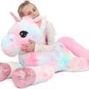 Muiteiur 43.4 Inch Unicorn Stuffed Animal, Giant Stuffed Unicorn for Girls, Soft Plush Pillow Gifts for Girls Boys Kids, Pink (X-Large)