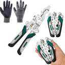 Professional Wire Stripper Pliers with Work Gloves, 9-in-1 Multitool, Foldable Design, Compression Connection Tool