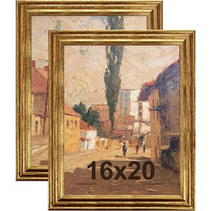 KTKDE 16x20 Picture Frame Set of 2, Ornate Vintage Gold Poster Frames - 16 x 20 Antique Photo Frame for Rustic Gold frame Wall Decor Display Retro Home Decor best gift