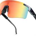 Professional Cycling Glasses for Men Women, Sports Sunglasses UV Protection for Baseball Cycling Running Driving Glof (Red and Black)