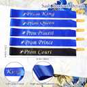 Ferreve 16 Pcs Prom King Queen Crown Sash Set Crystal Rhinestones Tiaras Sash for Prince Princess Court Birthday Wedding Graduation Party Favor Costume Accessories Dress Up(Blue)