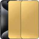2 Pack Anti-Blue Tempered Glass Mirror Screen Protector Film for iPhone 15 Pro Max, 6.7 inch 9H Hardness Anti-scratch Full Covered (Gold)