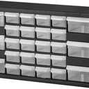 Akro-Mils 26-Drawer Plastic Drawer Storage Cabinet for Garage Organization, Bead Organizer, Building Bricks Storage, Teacher Toolbox, Makeup Organizer, 20" W x 6" D x 10" H, 10126 Black