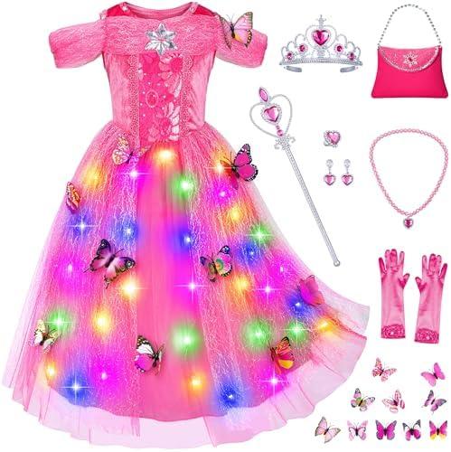Light-Up Princess Cinderella Costume for Girls Birthday,Christmas Dress Up with Accessories, Size 150 cm