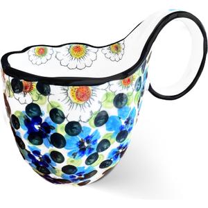 18.6OZ Soup Bowls with Wide Handles,Handpainted Decorative Bowl,Soup Mug,Microwave Bowls,Ceramic Bowls perfect for Cereals,Soups,fruits,etc.(A)