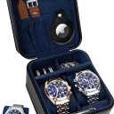 KAMIER Watch Travel Case with Combination Lock  2 Watch Storage and Jewelry Organizer  Watch Case for Ring and Watch Storage, PU Leather Travel Watch Case, Ideal for Gift (With Gift Box) (Black)