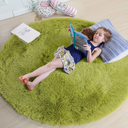 Grass Green Round Rug 4Ft for Bedroom, Fluffy Shag Circle Area Rugs for Kids Room Classroom Nursery, Cool Living Room Decor Aesthetic, Cute Fuzzy Moss Floor Carpet for Preppy Dorm Apartment, Circular