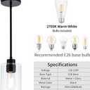 MAYNA 2-Pack Black Farmhouse Pendant Lighting, Rustic Glass Kitchen Island Lights with Bulbs, Adjustable Rods Vintage Hanging Fixtures for Dining Room, Bar