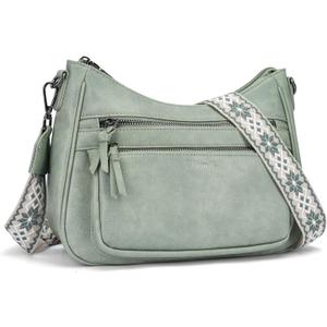 Crossbody Purses for Women Trendy Leather Crossbody Bag,Multi Pocket Shoulder Handbag Lightweight Travel Purse (07-green)