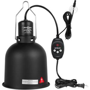 REPTI ZOO Reptile Light Fixture with Dimming Thermostat, 5.5 Inch Deep Dome Lamp Fixture with Temperature Controller for Reptile Heat Lamp Bulb, Max 100W