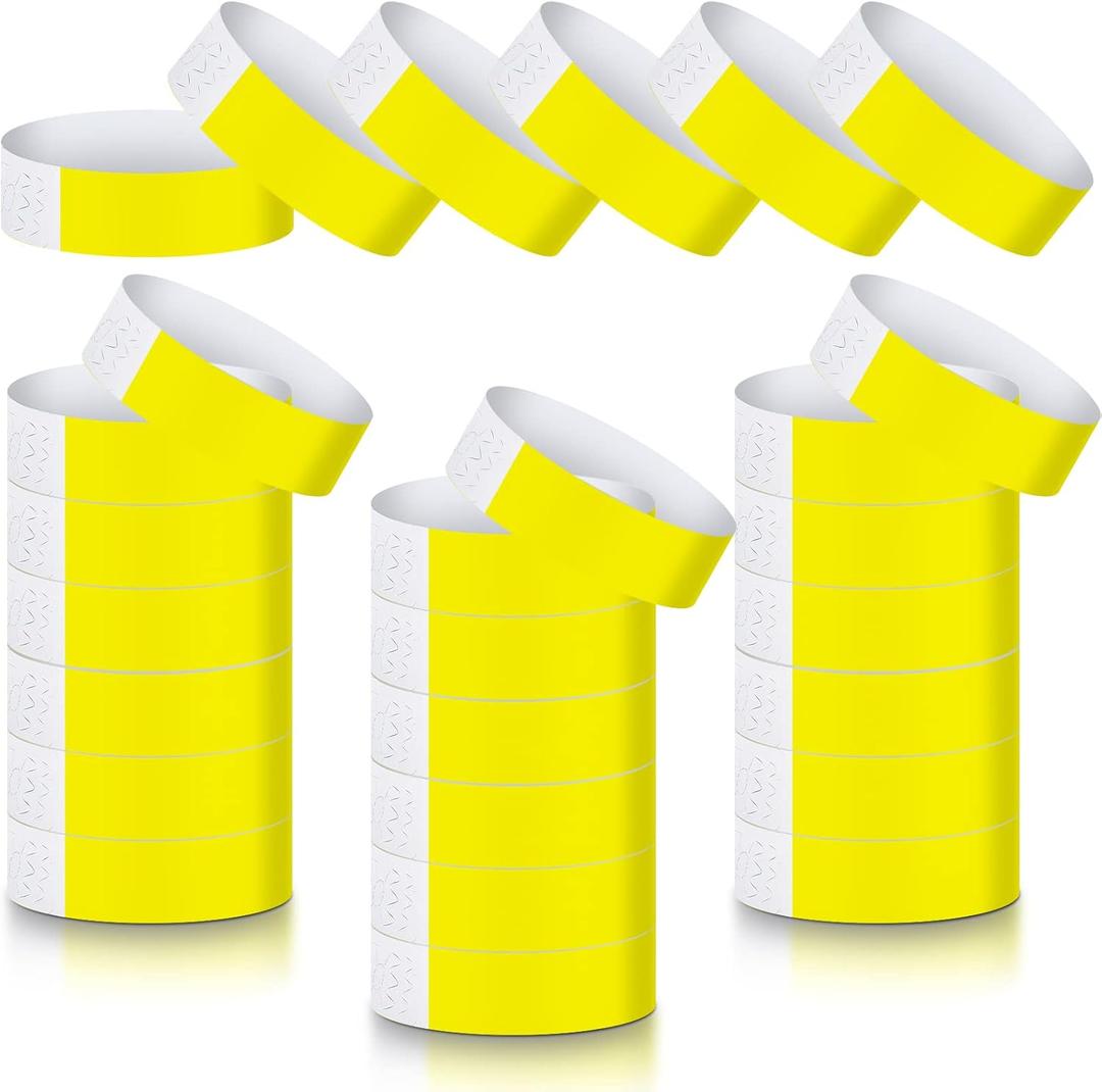 Tudomro 300 Pieces Paper Wristbands for Events Waterproof Neon Bracelets Concert Identification Wristbands Hand Bands Events Adhesive Bracelets for Party(Yellow)