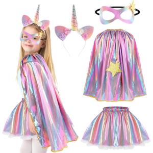 Princess Costumes for Girls Unicorn Costume Kids, Tutu Skirt, Unicorn Headband, Princess Cape, Eyemask - Girls Fancy Dress for Birthday, Halloween, One Size
