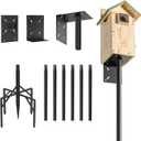 108 Inch Heavy Duty Birdhouse Pole for Outdoors with 5-Prong Base, Rust-Proof Metal Bird Feeder Stand, Adjustable Smart Bird Feeders Post, Weather Station Mounting Kit Outdoor Garden Decor Pole