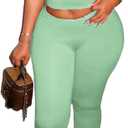 Women's 2 Piece Sexy Outfits Backless Halter Crop Top and Bodycon Pants Set (Green, XL)