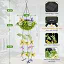 Colorful Solar Butterfly Lights for Spring & Summer Garden, 2 Pack Hanging Lights with Fluttering Butterflies & Flowers, IP65 Waterproof Outdoor String Lights for Patio, Birthday & Kids Play Area