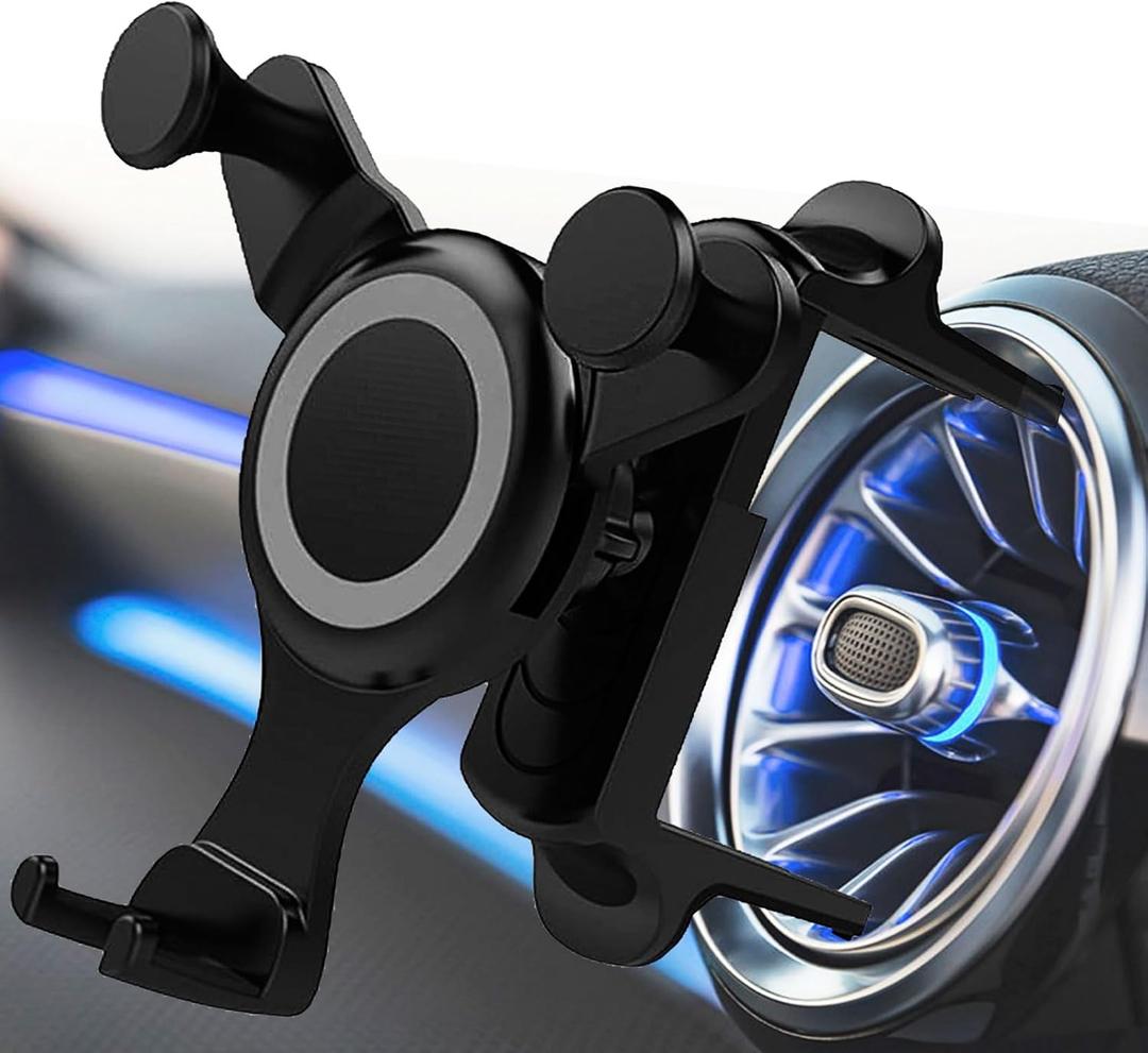 Round Air Vent Car Phone Mount for Jeep Wrangler & Mercedes Benz A/B/C/E/S-Class GLA/GLB/GLC, Mini Cooper Countryman Phone Holder Accessories, Gravity Automatic Locking