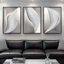 Large Framed Modern Wall Art for Living Room, 3 Piece Minimalist Abstract White and Grey Prints Wall Decor, Bright Style Artwork Paintings Pictures for Hallway Dining Office 24x36 Inch, 36" H x 24" W x 3Pcs