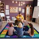 Drydiet Classroom Rug Elementary Educational Daycare Rug 11.8 x 6.6 ft Space & Alphabet Shapes Large Preschool Carpet for Classroom Playmat for Kids Toddler Nursery School Early Learning