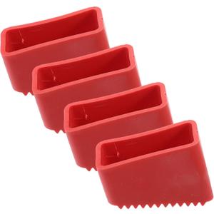 TEHAUX 4 Pcs Rubber Ladder Feet Replacement Pads - 1.97 x 0.79 Inch Inner Rectangular - Step Ladder Leg Covers - Slanted Anti-Skid Protective Caps for Hardwood Floor - Red