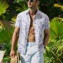 COOFANDY Mens Hawaiian Shirt Short Sleeve Button Down Shirt Tropical Summer Beach Shirt (White, S)