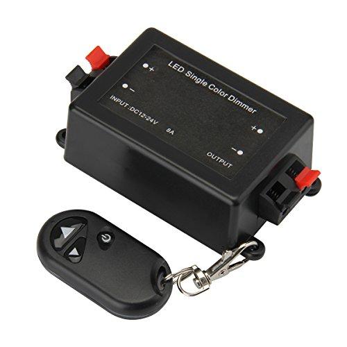 BZONE DC 12-24V LED Single Color Light Strip Wireless RF Remote Controller Dimmer for SMD 5050 3528 Single Color LED Strip Light Rope Lights, Black