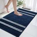 Bathroom Rugs Non Slip Washable 24x17, Ultra Soft Super Absorbent Bath Rugs for Bathroom Floor, Shaggy Chenille Bath Rug, Microfiber Plush Quick Dry Bath Mat for Bathtub, Sink and Shower, Navy