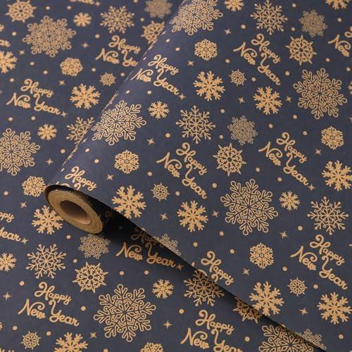 ZJHiome Christmas Wrapping Paper Roll 43cm*10m Xmas Wrapping Paper Recyclable Kraft Paper for Xmas New Year Winter Holidays Gifts Wrap(Blue Snowflake) 2 Pack