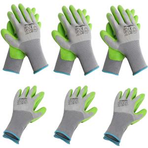 WORKPRO 6 Pairs Garden Gloves, Work Glove with Eco Latex Palm Coated, Gardening Glove, Working Gloves for Weeding, Digging, Raking, and Pruning (Large)