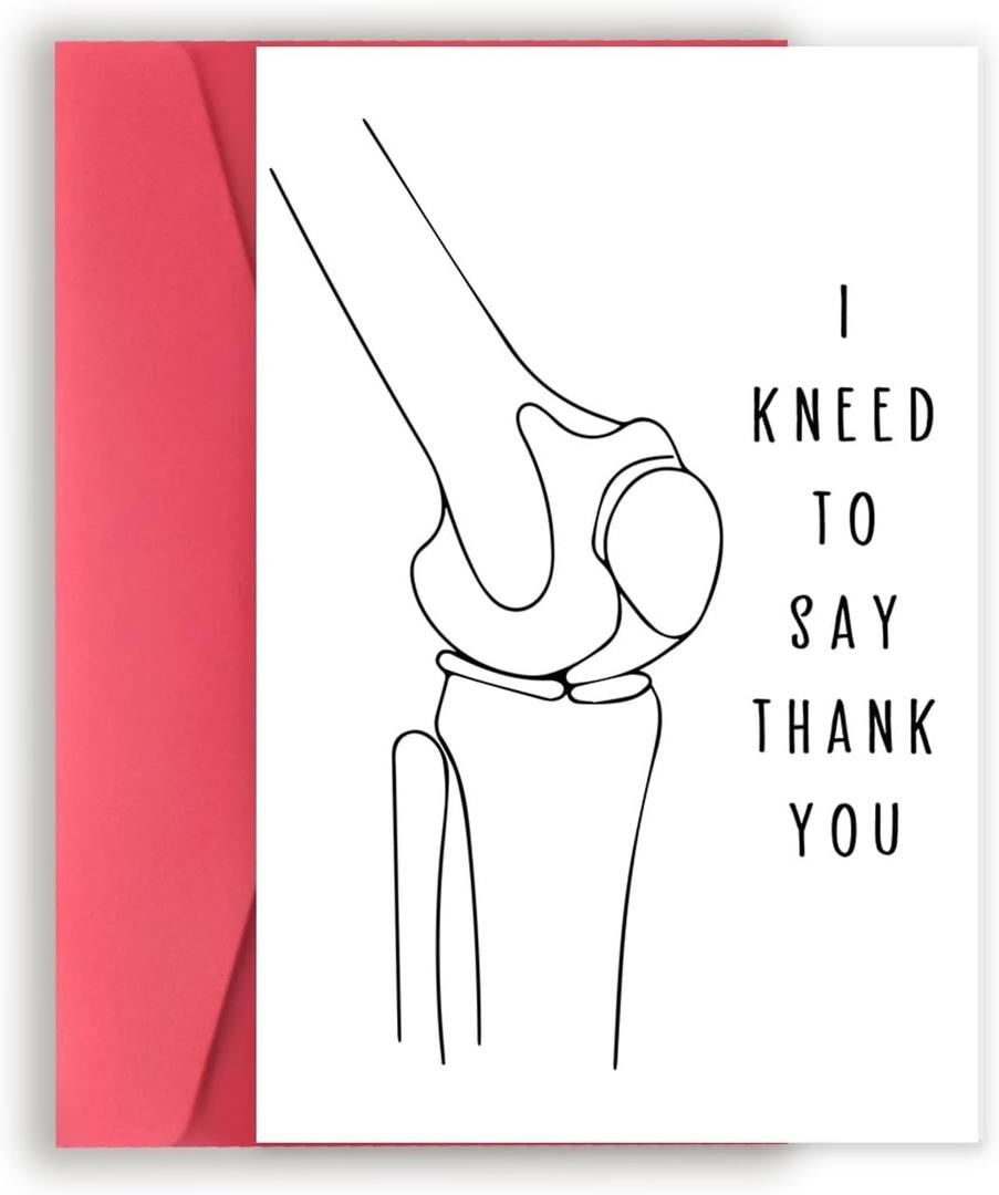 6 x Asmallgf Funny Thank You Card for Doctor Nurse, Appreciation Gifts for Physical Therapist, I Kneed to Say Thank You