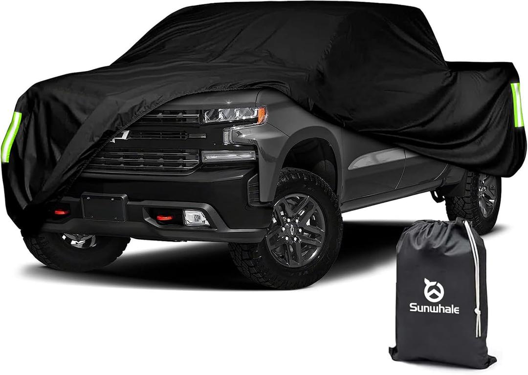 Truck Cover Waterproof All Weather - Heavy Duty Outdoor Full Pickup Cover Rain Sun UV Protection - Universal Fit for Regular Cab Short Box, Ford F150,Chevy Silverado Length Up to 210 inch (Green)