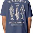 Men's Vintage Letter Graphic Tees Short Sleeve Crew Neck Casual Summer T Shirts (Medium, Blue)