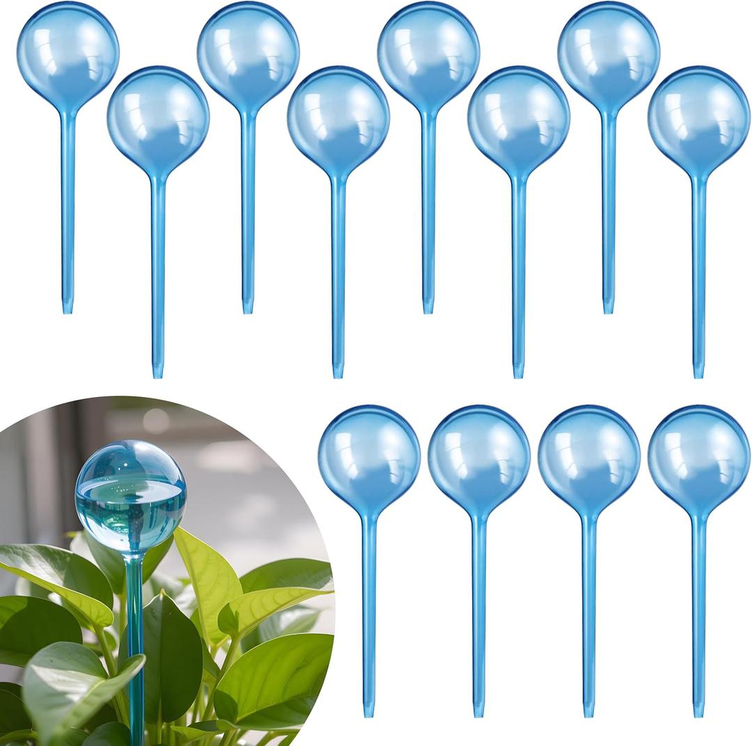 Soilagua 12-Pack Plastic Plant Watering Globes, Premium PVC Shatter-Resistant Plant Waterer, Tapered Opening Self Watering Planter Insert, Automatic Watering Spikes for Daily & Vacation Plants Care