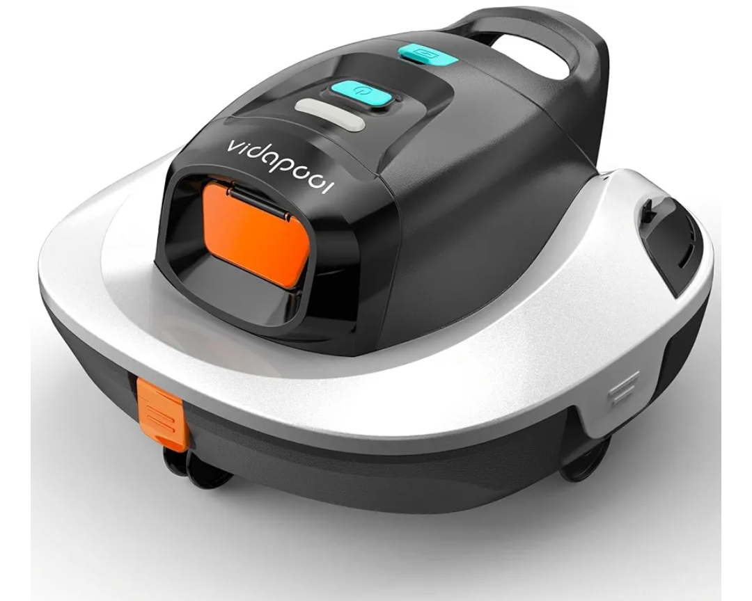 Robotic Pool Vacuum Cleaner,Portable Swimming Pool Vacuum Self-Parking Technology with LED Indicator,Ideal for Above Ground/Flat Pools up to 860 Sq.Ft,Lasts 90 Mins-White