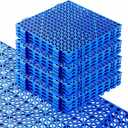 12PCS Modular Interlocking Cushion, 12in x 12in Interlocking Drainage Mats, Waterproof Drainage Floor Tiles, Soft PVC Non-Slip Drain Tiles for Shower, RV Mattress, Pool, Blue Splicing Floor Mats