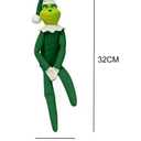 Christmas Grinch Plush Toy Xmas Ornament Elf Doll on the Shelf -Green