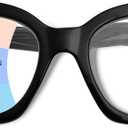 OPTOFENDY Progressive Multifocal Reading Glasses for Women, Oversized Blue Light Blocking Computer Readers Spring Hinge (Black)