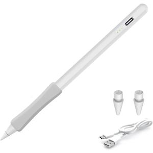 OASO Stylus Pen, Tilt Drawing Palm Rejection Stylus Pencil for Apple iPad 6/7/8/9/10, Mini 5/6, Air 3/4/5, Pro 11''/12.9'', M2/M3/M4/M5, Include Pencil Grip & Extra Tips & Universal Stylus (White)