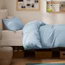 Bedsure Duvet Cover Twin/Twin XL Size - Soft Double Brushed Bedding Set for Kids & Adults, Zipper Closure, 2 Pieces, Includes 1 Duvet Cover (68"x90") & 1 Pillow Sham, NO Comforter, Light Blue