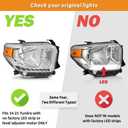 WEELMOTO Headlights for 2014-2021 Toyota Tundra, Not For Models W/Adjustable Headlight Leveling Dial/Buttons *Not Compatible* W/Factory LED DRL Models, Headlamp Replacement Chrome Housing