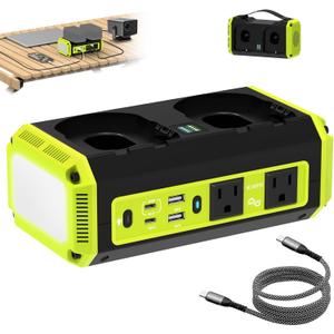 Kzreect 350W Pure Sine Wave Power Inverter Compatible with Ryobi 18V Batteries (Battery Not Included), Dual-Battery Auto-Switch, DC 18V to AC 120V, 140W USB-C PD, 600lm LED Light