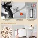SYDACG 20" Caged Ceiling Fans with Lights, Brown Fandelier Ceiling Fan with Light, Farmhouse Rustic Chandelier Fan Remote Control, 6 Speeds for Bedroom, Nursery, Living Room